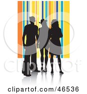 Silhouetted Adults Against A Yellow And Blue Striped Background