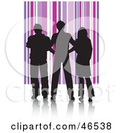 Royalty Free RF Clipart Illustration Of Silhouetted Adults Against A Purple Striped Background