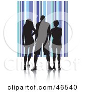 Silhouetted Adults Against A Blue Striped Background