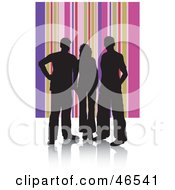 Silhouetted Adults Against A Pink And Purple Striped Background