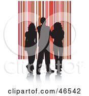 Royalty Free RF Clipart Illustration Of Silhouetted Adults Against A Red And Pink Striped Background