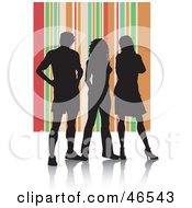 Poster, Art Print Of Silhouetted Adults Against An Orange Striped Background