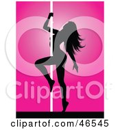 Royalty Free RF Clipart Illustration Of A Seductive Silhouetted Pole Dancer Embracing A Pole by KJ Pargeter #COLLC46545-0055