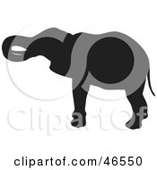 Poster, Art Print Of Elephant Scratching His Head Black Silhouette On White