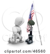 3d White Character Kneeling At The Grave Of A Fallen War Soldier On Memorial Day