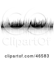 Royalty Free RF Clipart Illustration Of Black Silhouetted Grass Blades With A Reflection On White