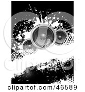 Royalty Free RF Clipart Illustration Of A Black And White Grunge Background With Three Speakers by KJ Pargeter