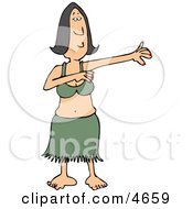 Hawaiian Woman Hula Dancing Clipart