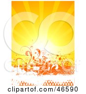 Poster, Art Print Of Bright Sun Burst Over Orange Floral Grunge