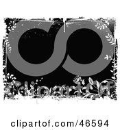 Royalty Free RF Clipart Illustration Of A White Grunge Floral Border On Black