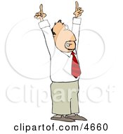 Poster, Art Print Of Businessman Pointing Hands And Fingers Up