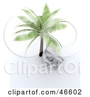 Royalty Free RF Clipart Illustration Of A 3d White Character Chatting On A Laptop While Sitting Under A Palm Tree by KJ Pargeter