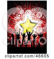 Poster, Art Print Of Silhouetted Party Dancers On A Bursting Red Star And Circle Background