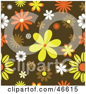 Poster, Art Print Of Funky Orange Yellow And Brown Retro Floral Background