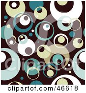 Poster, Art Print Of Retro Styled Teal Beige And White Circle Background On Brown