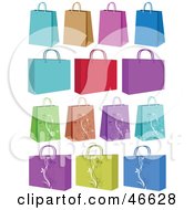 Digital Collage Of Colorful Small And Medium Sized Shopping Or Gift Bags