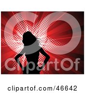 Royalty Free RF Clipart Illustration Of A Female Celebrity Silhouette Against A Red Bursting Star Background