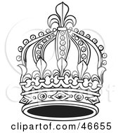 Clipart Illustration Of A Tall Black And White King Crown