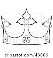 Clipart Illustration Of A Black And White Crown Outline