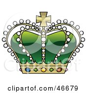 Clipart Illustration Of A Beaded Green Royal Kings Crown With Jewels
