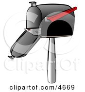 Letter Being Mailed Out Through A Standard Household Mailbox Clipart