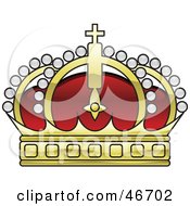 Clipart Illustration Of A Red And Gold Arched Kings Crown