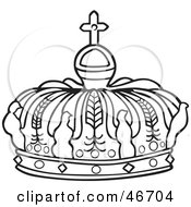 Clipart Illustration Of A Black And White Crown WIth Bird Designs