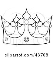 Clipart Illustration Of A Black And White Crown Outline With Circle Patterns