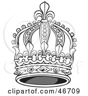 Clipart Illustration Of A Tall Black And White Elegant King Crown