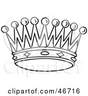 Clipart Illustration Of A Spiked And Jeweled Black And White Crown