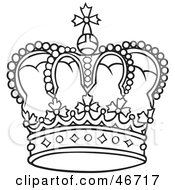 Clipart Illustration Of A Rounded And Jeweled Black And White Crown