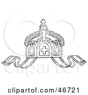 Clipart Illustration Of A Black And White Crown With Ribbons