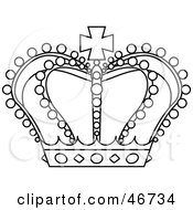 Clipart Illustration Of A Black And White Crown With A Cross Beads And Arches