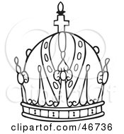 Clipart Illustration Of A Black And White Crown Rounded With A Cross