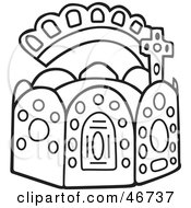 Clipart Illustration Of A Black And White Crown With Walls Like A Fortress