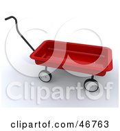 3d Red Childs Wagon With A Handle