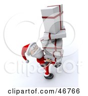 Poster, Art Print Of Friendly Santa Claus Carrying A Tall Stack Of Christmas Gifts