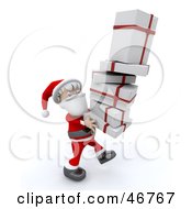Jolly Santa Carrying A Tall Stack Of Christmas Gifts
