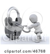 Poster, Art Print Of 3d White Character Unlocking A Padlock With A Key