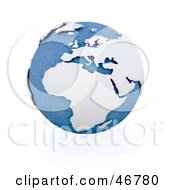 Poster, Art Print Of Blue Globe Featuring Africa In White And 3d
