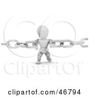 Poster, Art Print Of 3d White Character Holding Together Two Chains