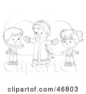 Poster, Art Print Of Black And White Outline Of Siblings Holding Their Arms Open
