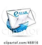 Poster, Art Print Of Blue Arrow Circling A Sealed Email Envelope