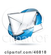 Royalty Free RF Clipart Illustration Of A Blue Arrow Circling A Sealed White Envelope