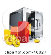 Poster, Art Print Of Bar Graph With Euro Coins Beside A Safe