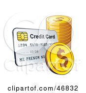 Poster, Art Print Of Credit Card With A Stack Of Dollar Coins