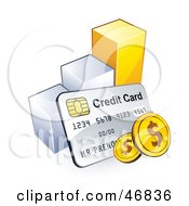 Poster, Art Print Of Credit Card And American Coins Leaning Against A Bar Graph