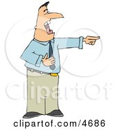 Businessman Pointing His Finger At Someone And Laughing Hysterically Clipart