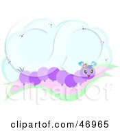 Royalty Free RF Clipart Illustration Of A Purple Caterpillar And Cloud Text Box by bpearth