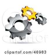 Poster, Art Print Of Royalty-Free Rf Clipart Illustration Of A Pre-Made Logo Of Silver And Yellow Gears